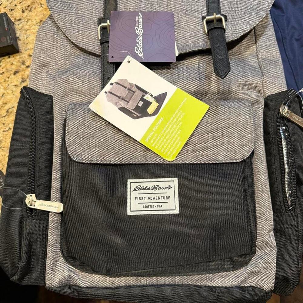 Eddie bauer gray black packback/diaper bag